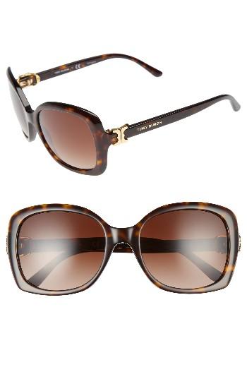 Women's Tory Burch 57mm Oversized Sunglasses - Black