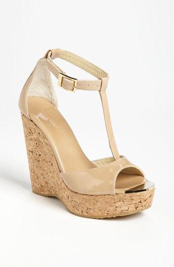 Jimmy Choo 'pela' Cork Wedge Sandal Nude