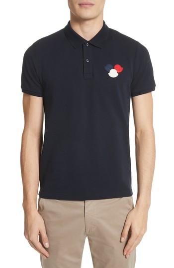 Men's Moncler Three Bells Polo - Blue