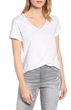 Women's Wit & Wisdom Chain Trim V-neck Tee - White