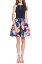 Women's Xscape Keyhole Mixed Media Party Dress