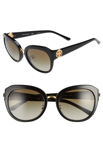 Women's Tory Burch Irregular Reva 56mm Sunglasses - Black Gradient