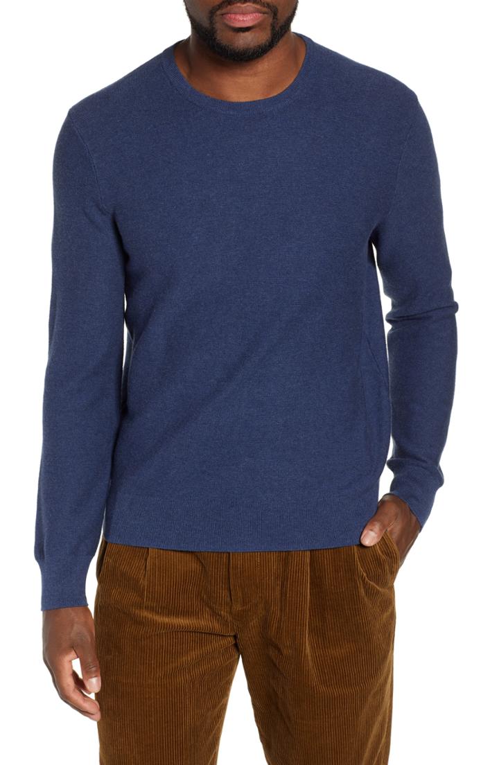 Men's J.crew Garter Stitch Cotton Sweater - Blue
