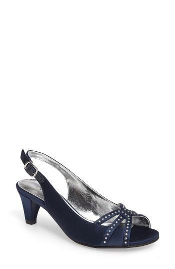 Women's David Tate Regal Embellished Slingback Sandal N - Blue