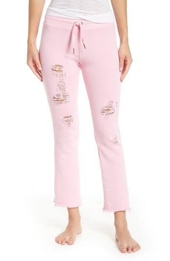Women's David Lerner Ripped Flared Lounge Jogger - Pink