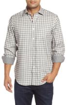 Men's Bugatchi Classic Fit Slubbed Check Sport Shirt - Grey