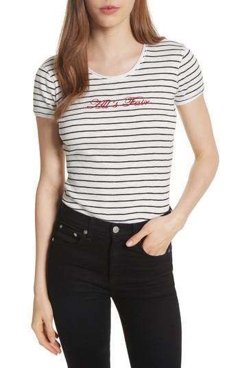 Women's Rag & Bone/jean Embroidered Lilies Tee, Size - White