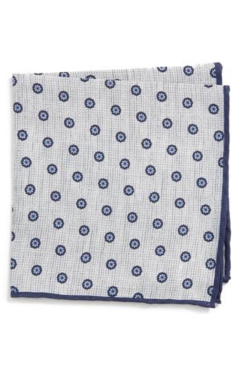Men's Canali Floral Silk Pocket Square, Size - Grey
