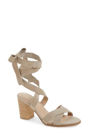 Women's Pelle Moda Bonjour Ankle Wrap Sandal .5 M - Beige
