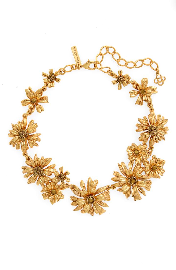 Women's Oscar De La Renta Crystal Flower Collar Necklace