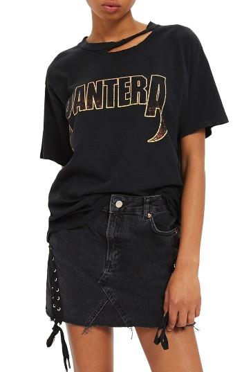 Petite Women's Topshop Pantera Slash Tee P Us (fits Like 0p) - Black