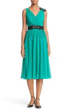Women's Kate Spade New York Embellished Bow Pleat Chiffon Midi Dress