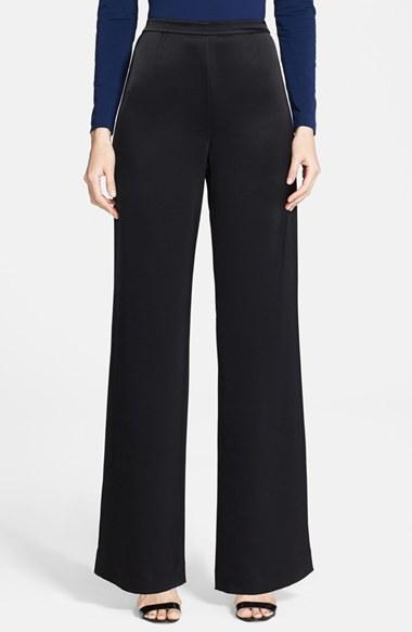 Women's St. John Collection 'kate' Liquid Satin Pants - Black