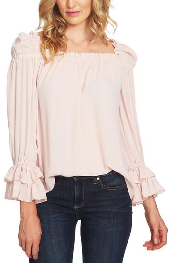 Women's Cece Square Neck Ruffle Blouse, Size - Pink