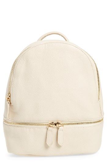 Girly Faux Leather Mini Zip Backpack - White