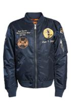 Men's Schott Nyc Highly Decorated Embroidered Flight Jacket, Size - Blue