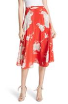 Women's Alice + Olivia Nanette Faux Wrap Floral Silk Skirt - Red
