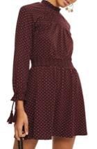 Women's Topshop Polka Dot Shirred Waist Dress Us (fits Like 0) - Burgundy