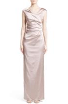 Women's Talbot Runhof Stretch Satin Column Gown - Grey