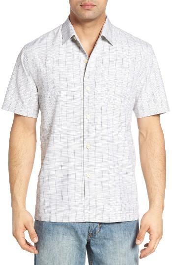 Men's Tommy Bahama Seismic Stripe Regular Fit Silk Camp Shirt - White