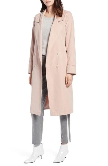Women's Halogen Double Breasted Trench Coat - Pink