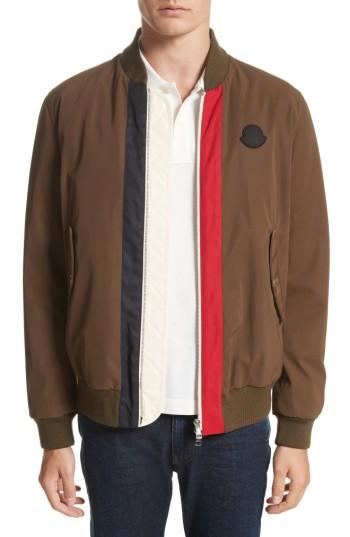 Men's Moncler Tacna Stripe Bomber Jacket - Green