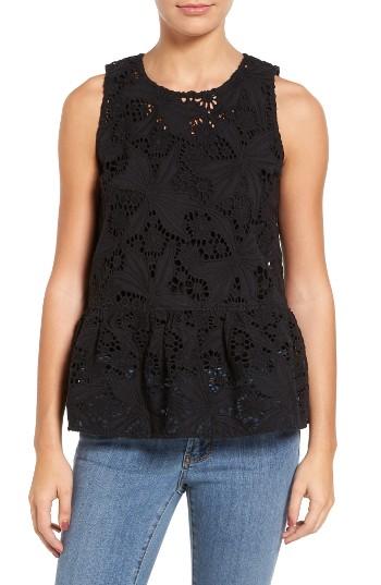 Women's Halogen Cotton Lace Ruffle Hem Tank