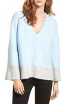 Women's Lost Ink Oversize V-neck Sweater, Size - Blue