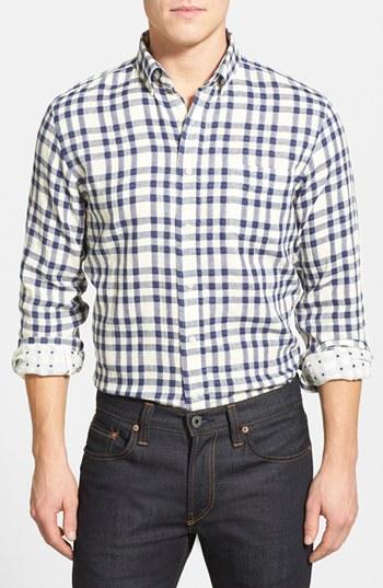 Haspel 'constance' Slim Fit Short Sleeve Sport Shirt Blue Plaid