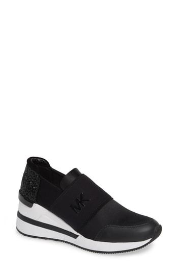 Women's Michael Michael Kors Felix Slip-on Wedge Sneaker .5 M - Black
