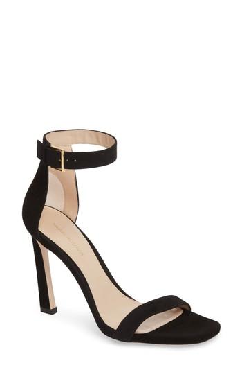Women's Stuart Weitzman Square Nudist Ankle Strap Sandal M - Black