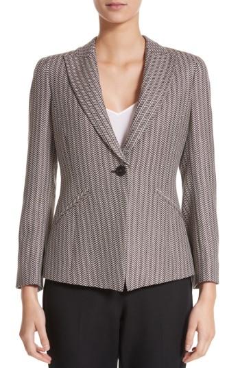 Women's Armani Collezioni Mini Herringbone Jacket - Beige