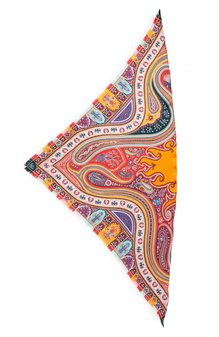 Women's Etro Silk Triangle Scarf, Size - Orange