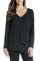 Women's Karen Kane Asymmetrical Drape Crepe Top - Black