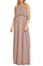 Women's Show Me Your Mumu Aimee Ruffle Bodice Chiffon Halter Gown - Brown