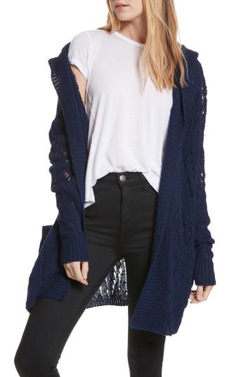 Women's Free People Lemon Drop Hooded Cardigan - Blue