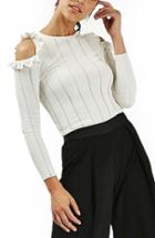 Women's Topshop Ruffle Cold Shoulder Sweater