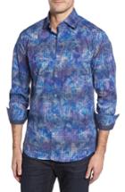 Men's Stone Rose Slim Fit Geometric Fx Print Sport Shirt, Size - Purple