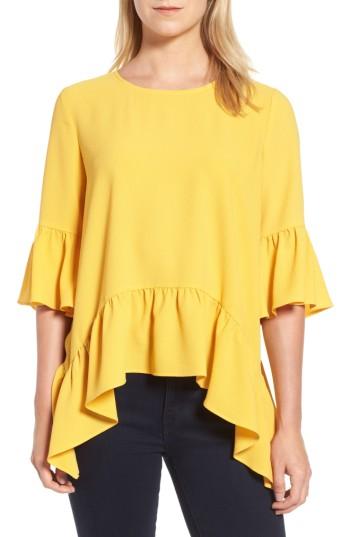 Women's Gibson Ruffled Handkerchief Hem Top - Yellow