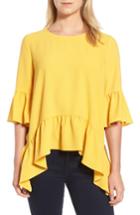 Women's Gibson Ruffled Handkerchief Hem Top - Yellow