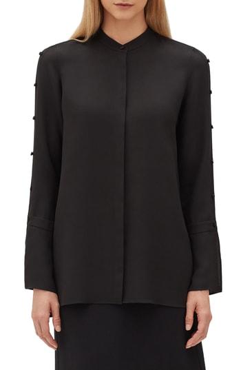 Women's Lafayette 148 New York Nicolette Silk Blouse - Black