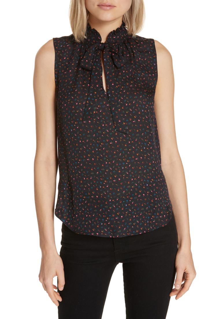 Women's Veronica Beard Bertrand Floral Print Silk Blouse