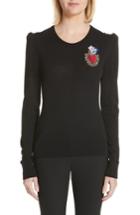 Women's Dolce & Gabbana Sacred Heart Wool & Silk Blend Sweater Us / 42 It - Black