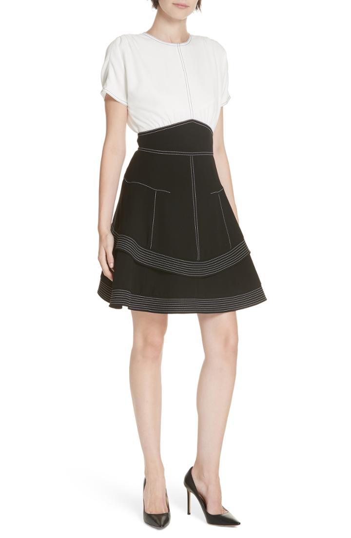 Women's Derek Lam 10 Crosby Bicolor Topstitch Dress - Black