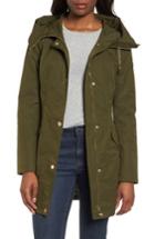 Women's Guess Side Lace-up Hooded Trench Coat - Green