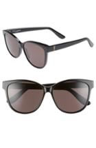 Women's Saint Laurent 58mm Cat Eye Sunglasses - Black/ Black