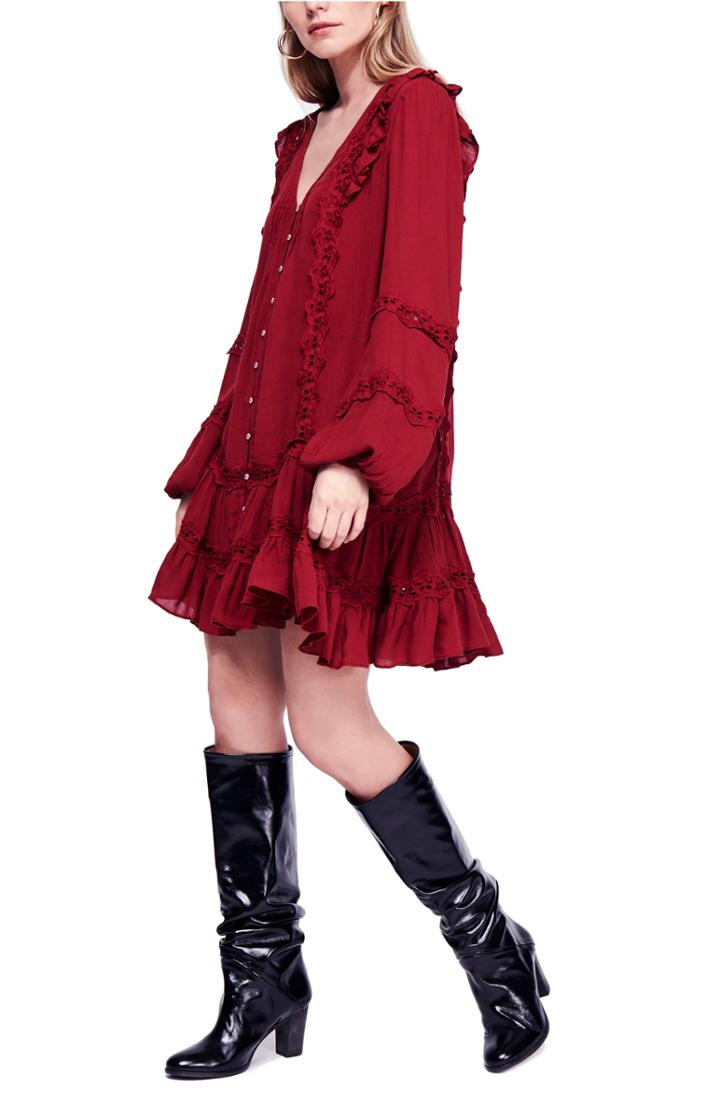 Women's Free People Snow Angel Trapeze Dress - Red