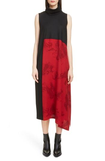 Women's Y's By Yohji Yamamoto Paisley Inset Turtleneck Dress - Black