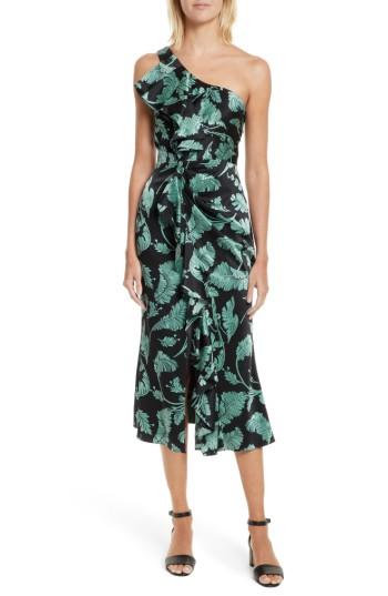 Women's Cinq A Sept Devanna Print Silk One-shoulder Dress