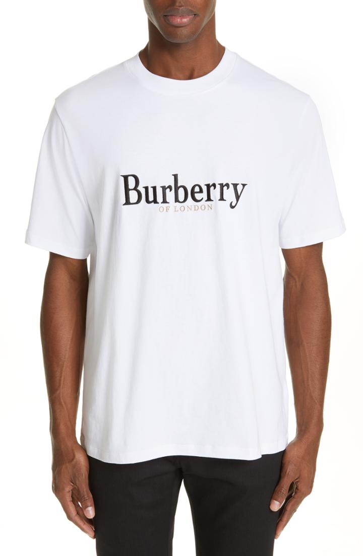 Men's Burberry Lopori Logo T-shirt, Size - White
